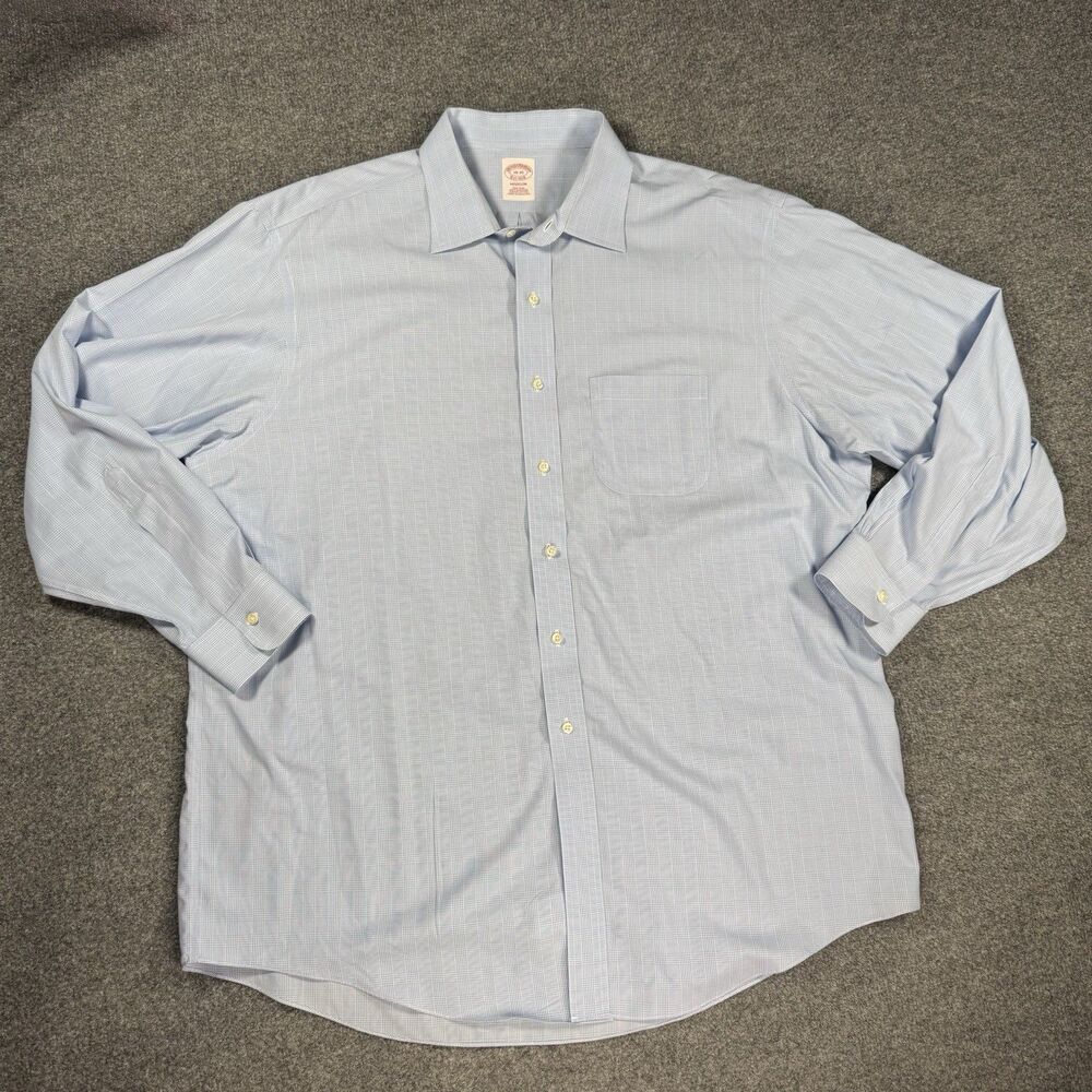 Brooks Brothers Dress Shirt Blue Patterned Supima Cotton 18 35 Madison Fit - Picture 2 of 9